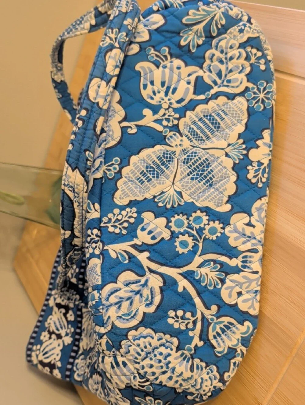 Vera Bradley Blue Lagoon XL Vera Floral Quilted Tote